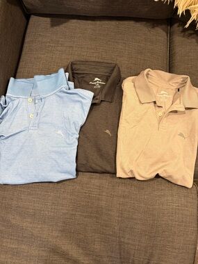 Tommy Bahama Men's Polo Trio in Light Blue, Black & Tan